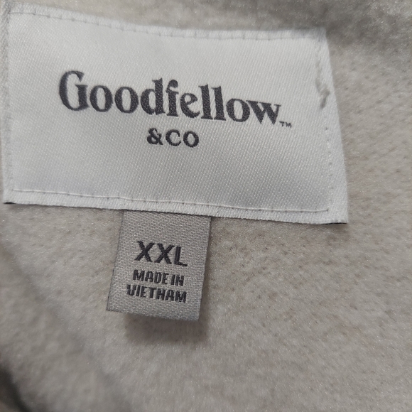 Mens beige fleece mock neck long sleeve shirt - Picture 5 of 6